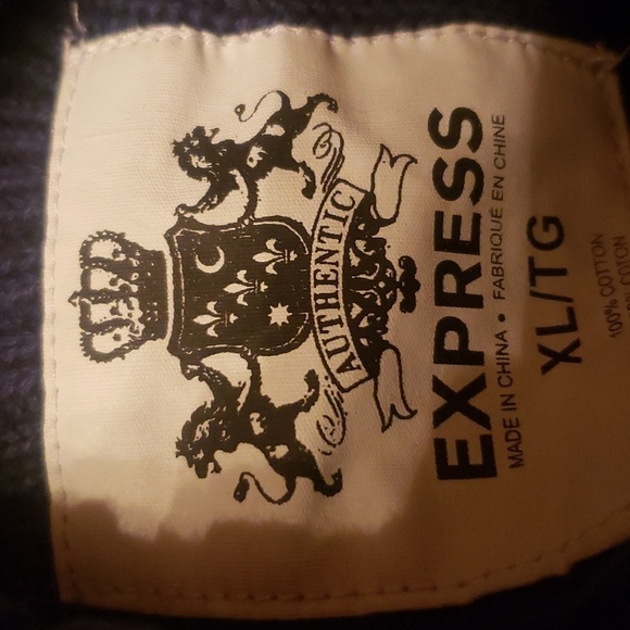 Express Men's XL Men's Navy blue Button up Sweater - Picture 4 of 4